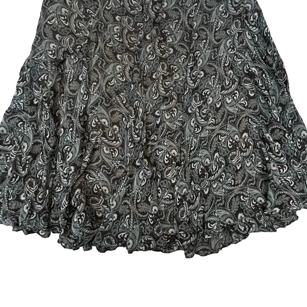Unbranded‎ Womens Midi Skirt Grey Paisley Boho Classic A-Line Size 30W